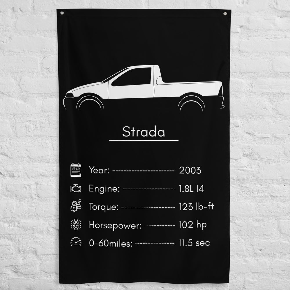 Fiat Strada 2003 car silhouette spec flag - White Brick Wall