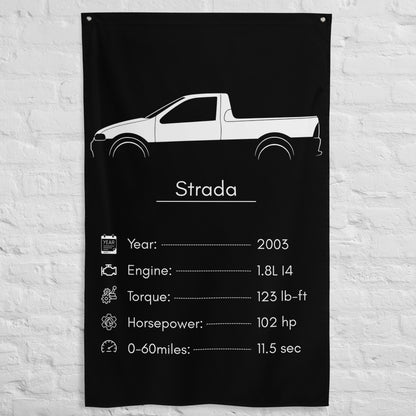 Fiat Strada 2003 car silhouette spec flag - White Brick Wall