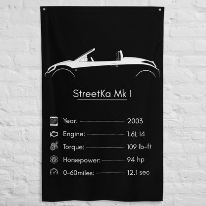 Ford StreetKa Mk I 2003 car silhouette spec flag - White Brick Wall