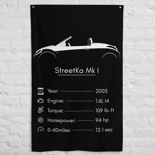 Ford StreetKa Mk I 2003 car silhouette spec flag - White Brick Wall