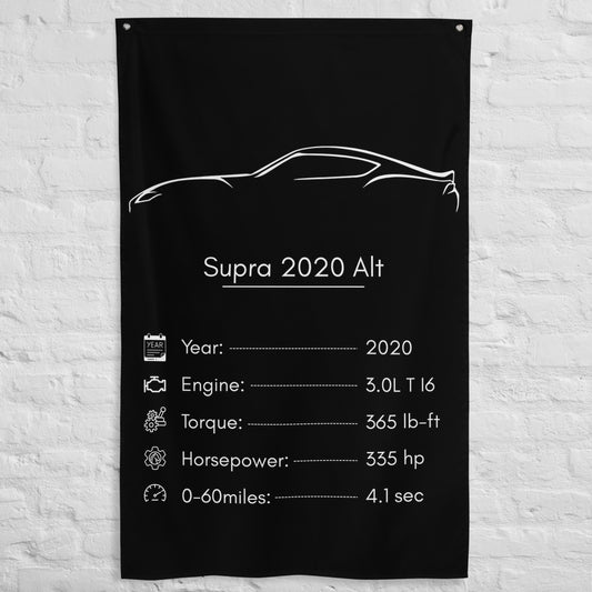 Toyota Supra 2020 2020 car silhouette spec flag - White Brick Wall