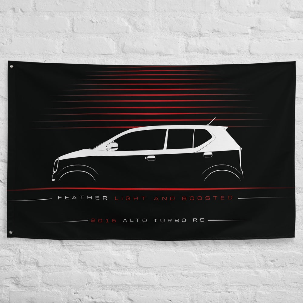 Suzuki Alto Turbo RS 2015 car silhouette flag - White Brick Wall