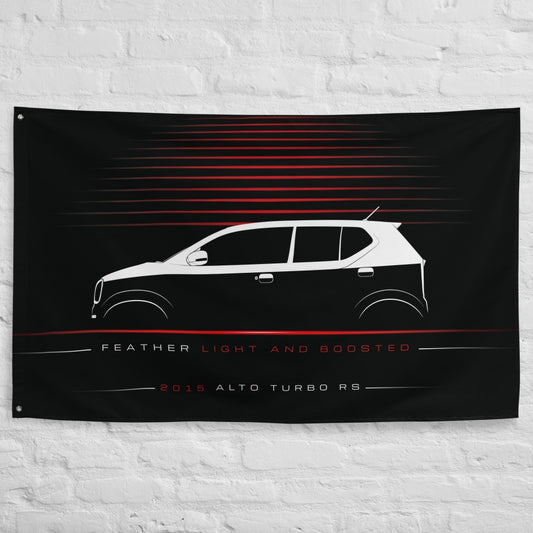 Suzuki Alto Turbo RS 2015 car silhouette flag - White Brick Wall