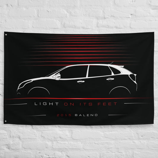 Suzuki Baleno 2015 car silhouette flag - White Brick Wall