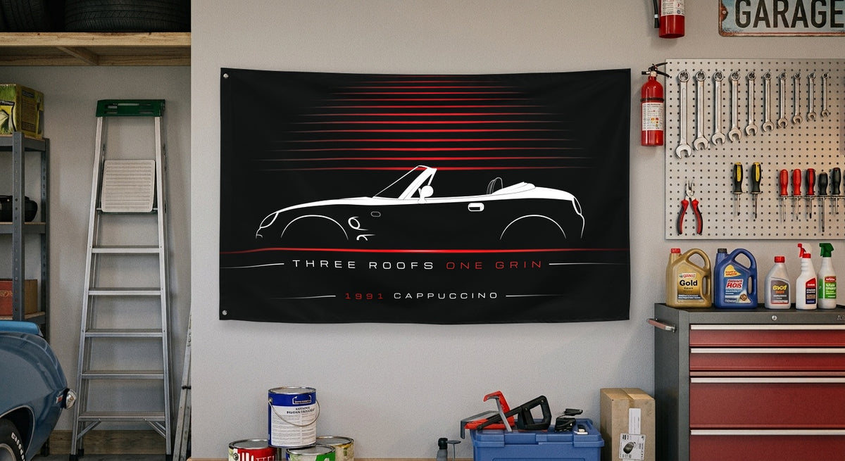 Suzuki Cappuccino 1991 car silhouette flag - Garage Wall
