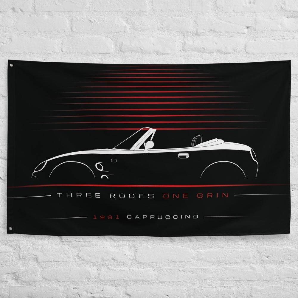 Suzuki Cappuccino 1991 car silhouette flag - White Brick Wall