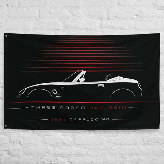 Suzuki Cappuccino 1991 car silhouette flag - White Brick Wall