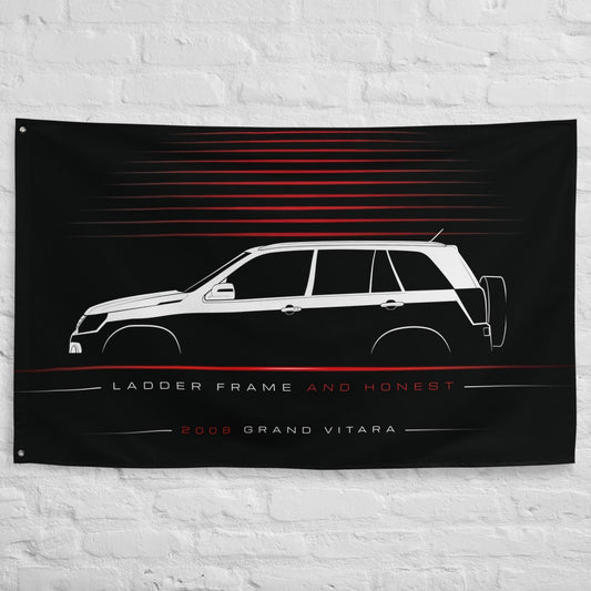 Suzuki Grand Vitara 2008 car silhouette flag - White Brick Wall