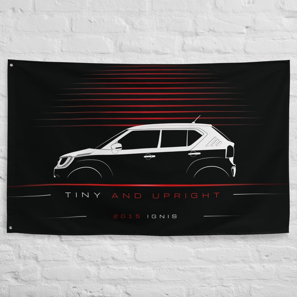 Suzuki Ignis 2015 car silhouette flag - White Brick Wall