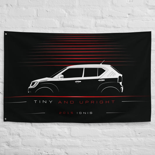 Suzuki Ignis 2015 car silhouette flag - White Brick Wall