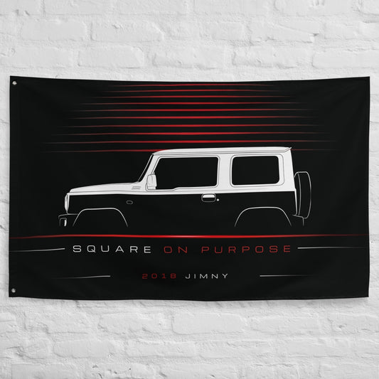 Suzuki Jimny 2018 car silhouette flag - White Brick Wall