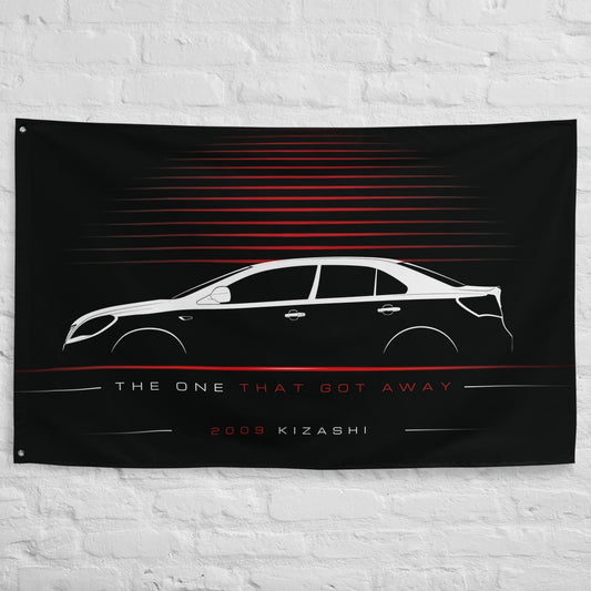 Suzuki Kizashi 2009 car silhouette flag - White Brick Wall