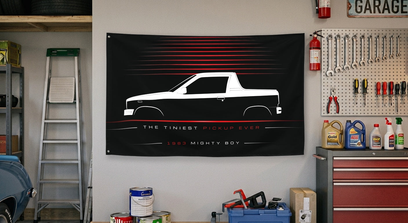 Suzuki Mighty Boy 1983 car silhouette flag - Garage Wall