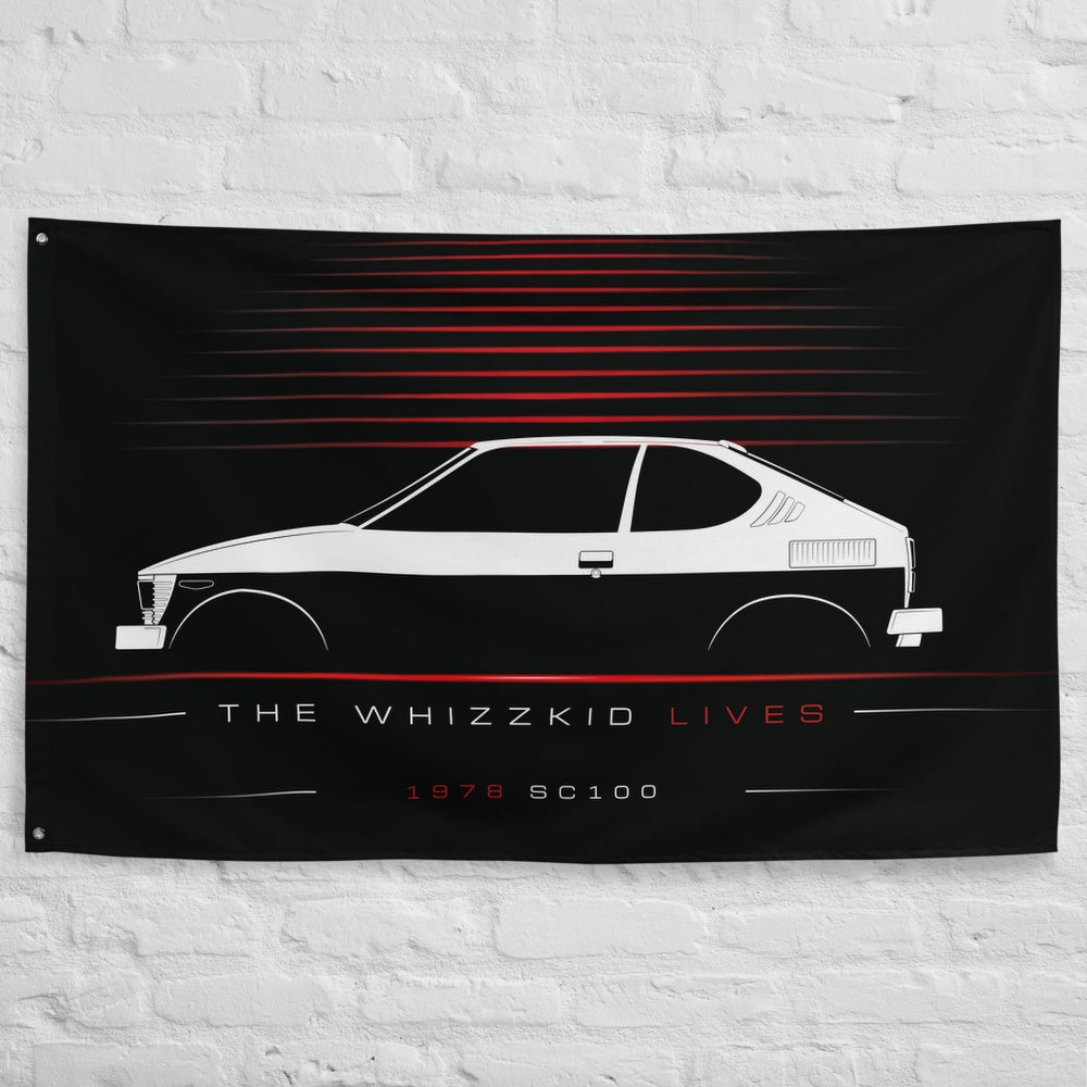 Suzuki SC100 1978 car silhouette flag - White Brick Wall
