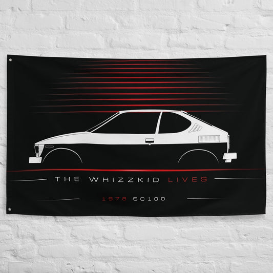 Suzuki SC100 1978 car silhouette flag - White Brick Wall