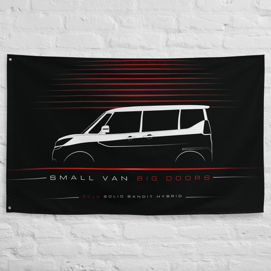 Suzuki Solio Bandit Hybrid 2015 car silhouette flag - White Brick Wall