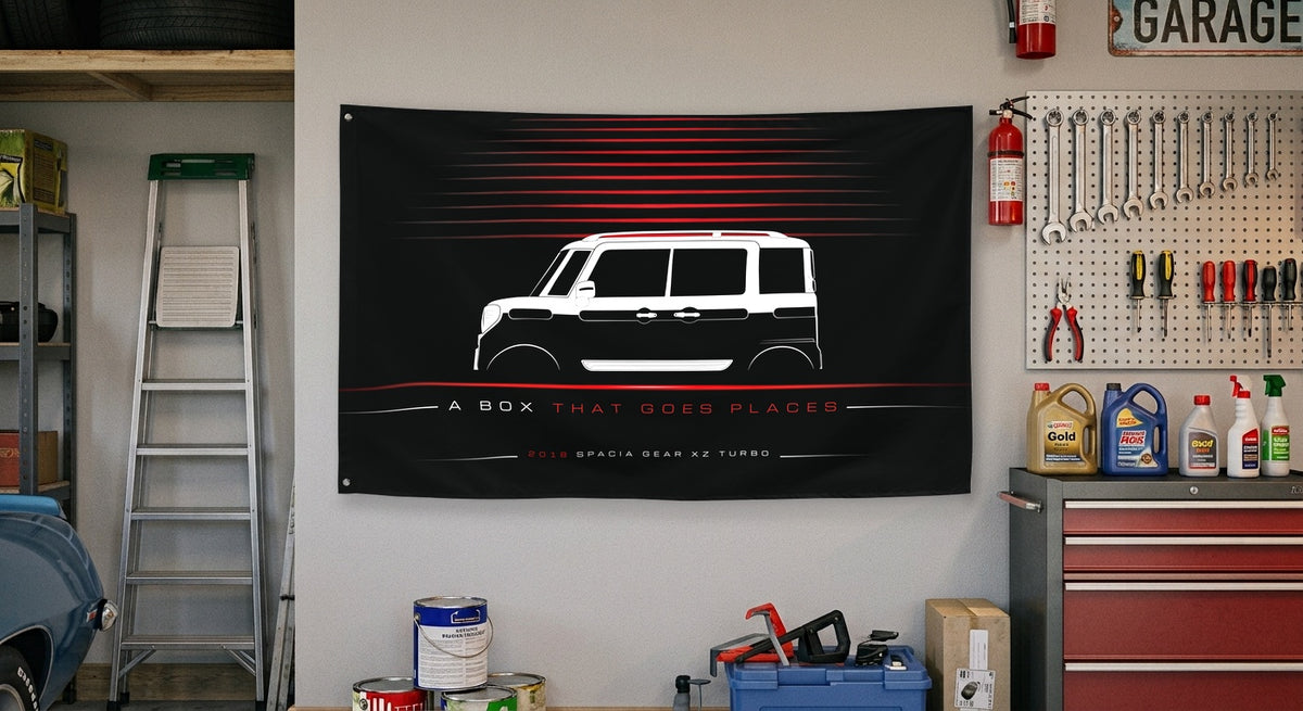 Suzuki Spacia GEAR XZ Turbo 2018 car silhouette flag - Garage Wall