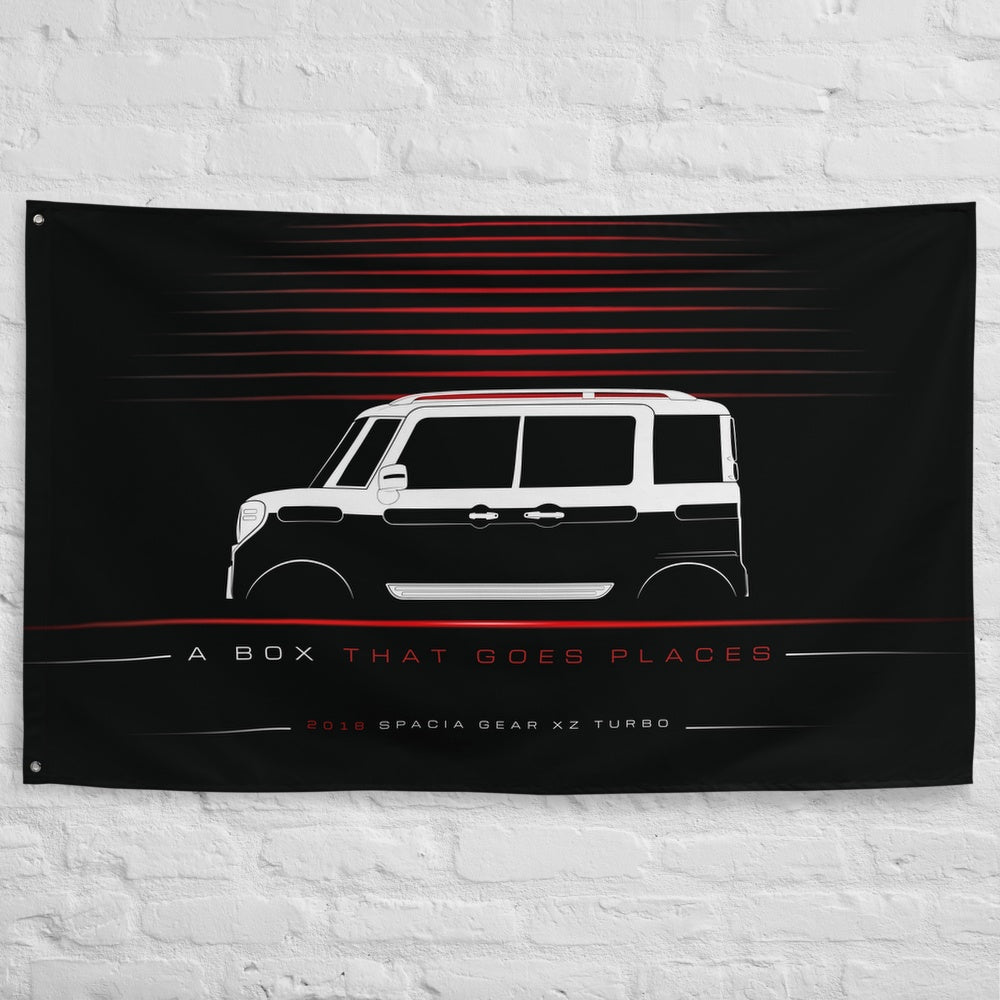 Suzuki Spacia GEAR XZ Turbo 2018 car silhouette flag - White Brick Wall