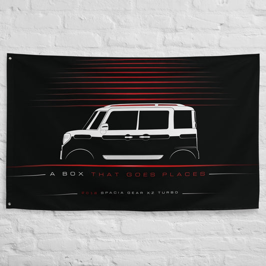 Suzuki Spacia GEAR XZ Turbo 2018 car silhouette flag - White Brick Wall