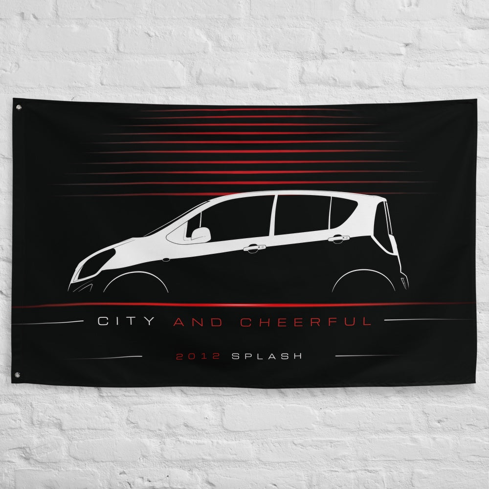 Suzuki Splash 2012 car silhouette flag - White Brick Wall