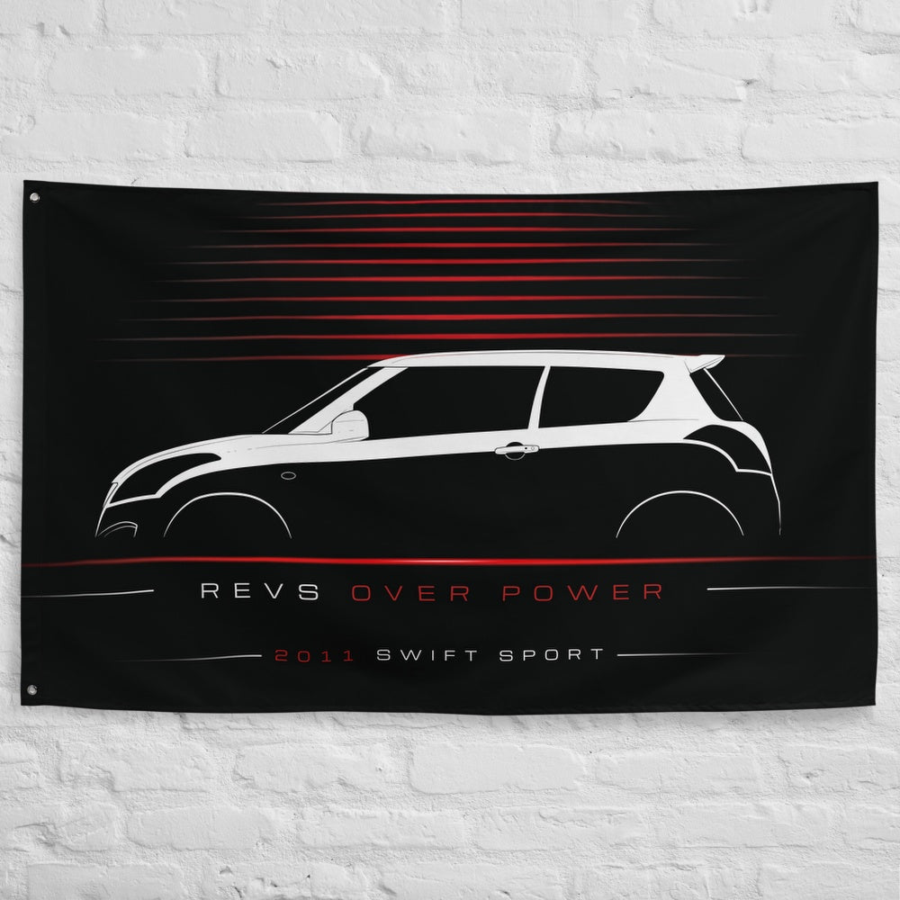Suzuki Swift Sport 2011 car silhouette flag - White Brick Wall