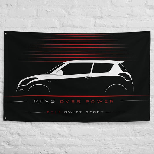 Suzuki Swift Sport 2011 car silhouette flag - White Brick Wall