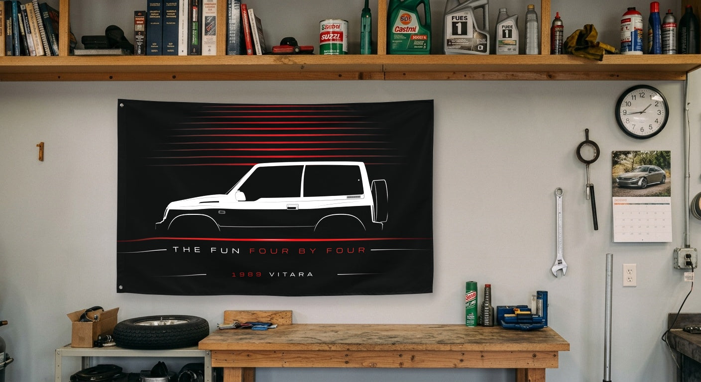 Suzuki Vitara 1989 car silhouette flag - Garage Workbench