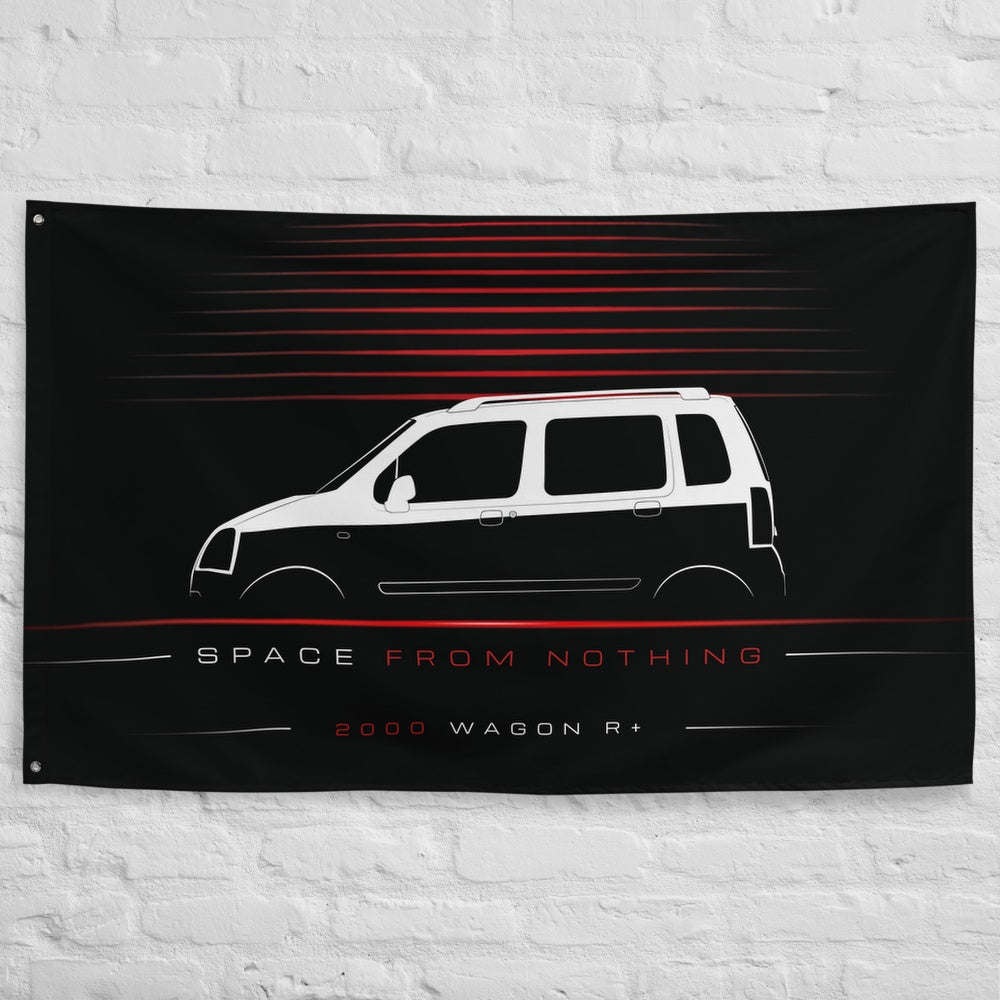 Suzuki Wagon R+ 2000 car silhouette flag - White Brick Wall