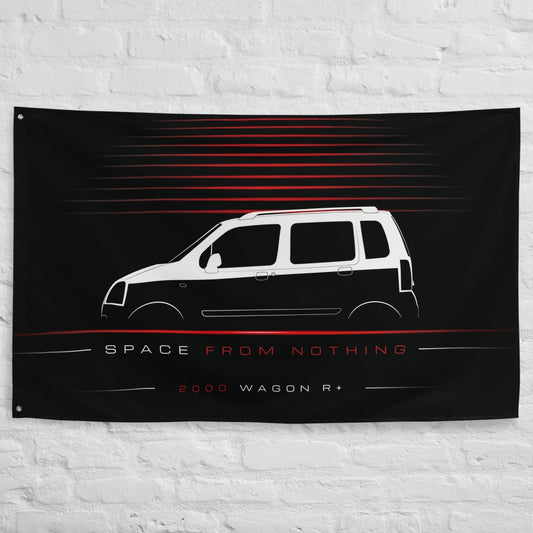 Suzuki Wagon R+ 2000 car silhouette flag - White Brick Wall