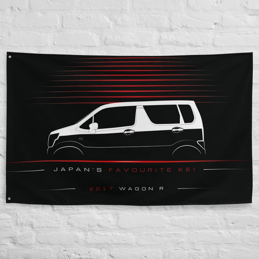 Suzuki Wagon R 2017 car silhouette flag - White Brick Wall