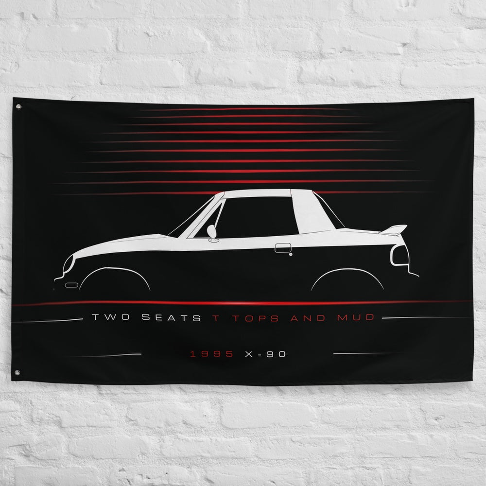 Suzuki X-90 1995 car silhouette flag - White Brick Wall