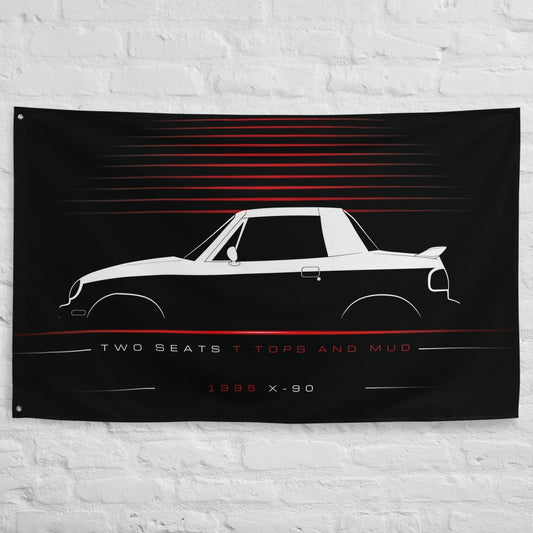 Suzuki X-90 1995 car silhouette flag - White Brick Wall