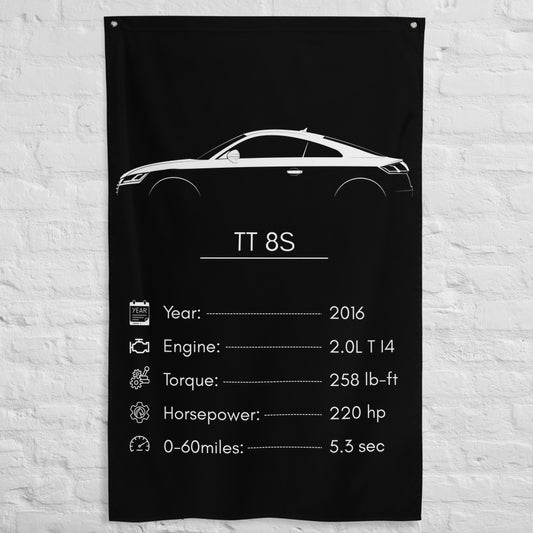 Audi TT 8S 2016 car silhouette spec flag - White Brick Wall