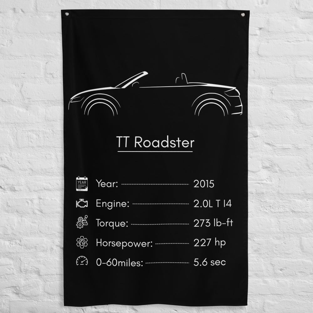 Audi TT Roadster 2015 car silhouette spec flag - White Brick Wall