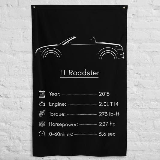 Audi TT Roadster 2015 car silhouette spec flag - White Brick Wall