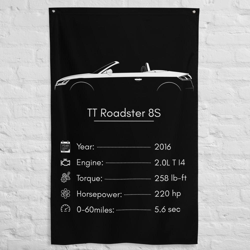 Audi TT Roadster 8S 2016 car silhouette spec flag - White Brick Wall