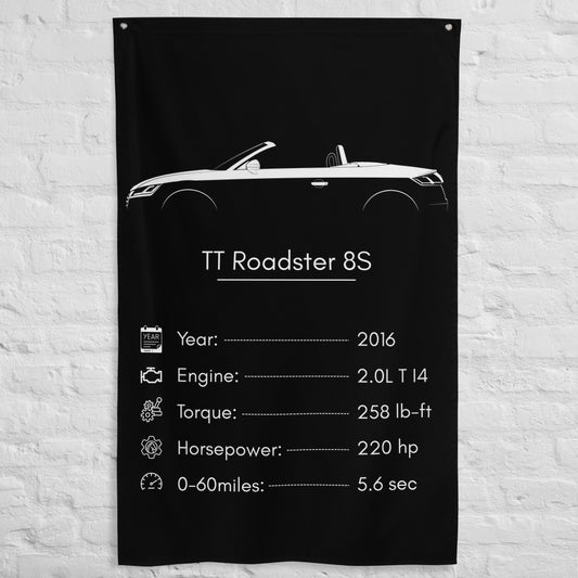 Audi TT Roadster 8S 2016 car silhouette spec flag - White Brick Wall