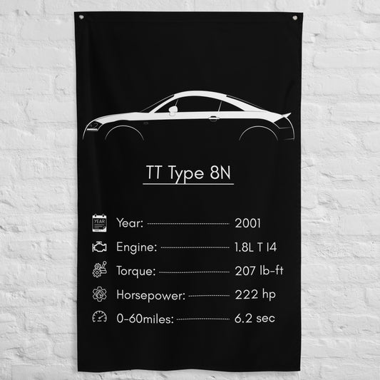 Audi TT Type 8N 2001 car silhouette spec flag - White Brick Wall