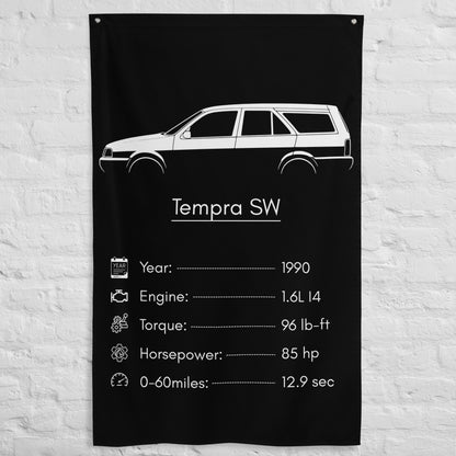 Fiat Tempra SW 1990 car silhouette spec flag - White Brick Wall