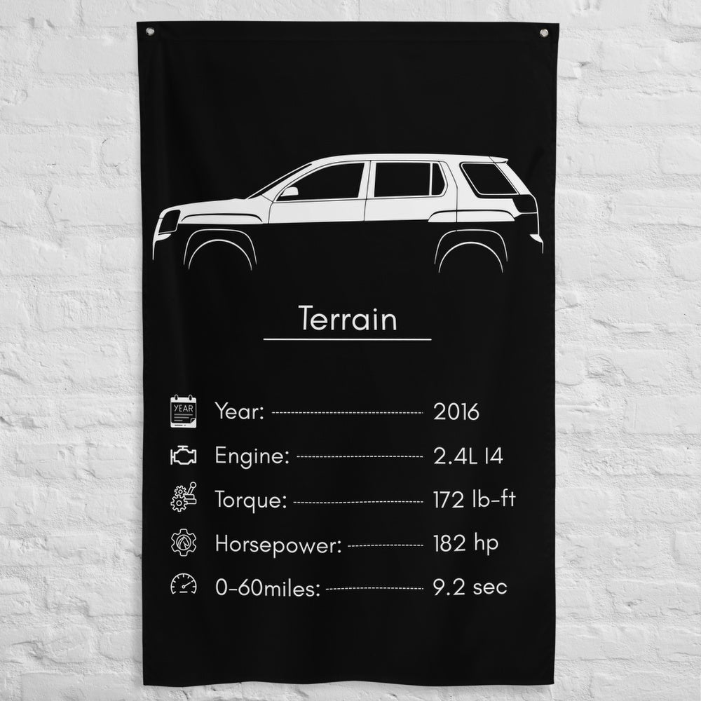 GMC Terrain 2016 car silhouette spec flag - White Brick Wall