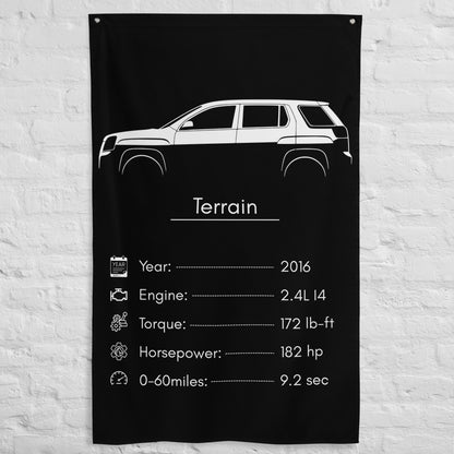 GMC Terrain 2016 car silhouette spec flag - White Brick Wall