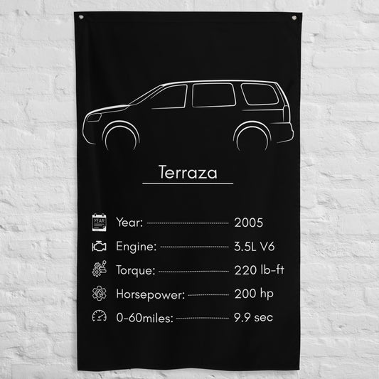Buick Terraza 2005 car silhouette spec flag - White Brick Wall