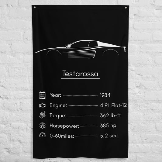 Ferrari Testarossa 1984 (Design 2) car silhouette spec flag - White Brick Wall