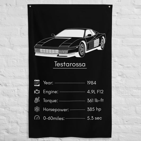 Ferrari Testarossa 1984 car silhouette spec flag - White Brick Wall