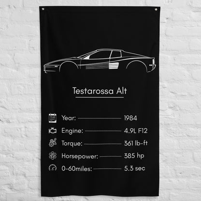 Ferrari Testarossa 1984 (Design 3) car silhouette spec flag - White Brick Wall