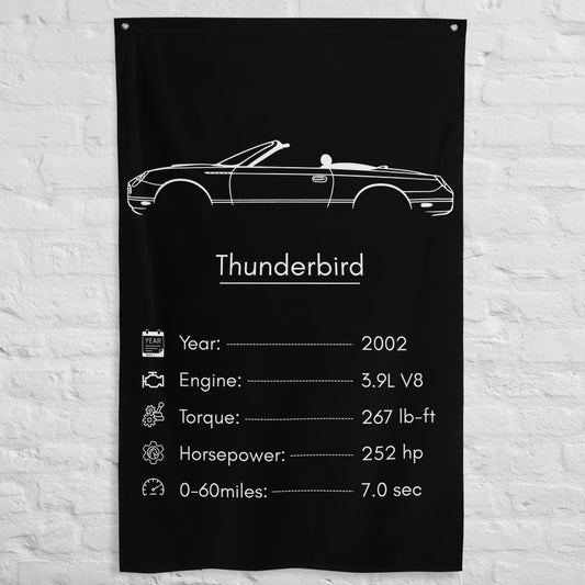 Ford Thunderbird 2002 car silhouette spec flag - White Brick Wall