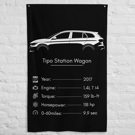 Fiat Tipo Station Wagon 2017 car silhouette spec flag - White Brick Wall