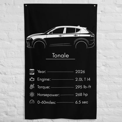 Alfa Romeo Tonale 2026 car silhouette spec flag - White Brick Wall