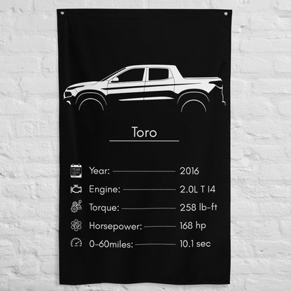 Fiat Toro 2016 car silhouette spec flag - White Brick Wall