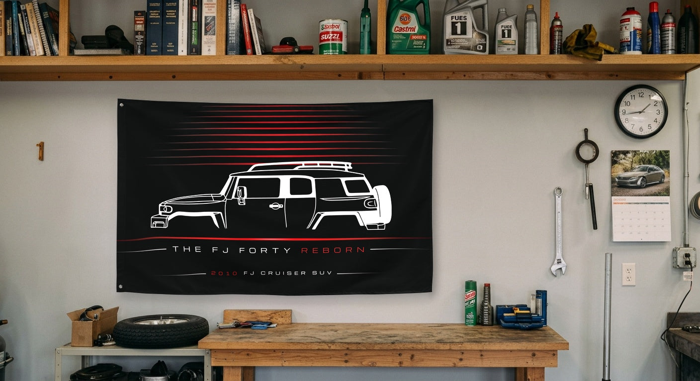 Toyota FJ Cruiser SUV 2010 car silhouette flag - Garage Workbench